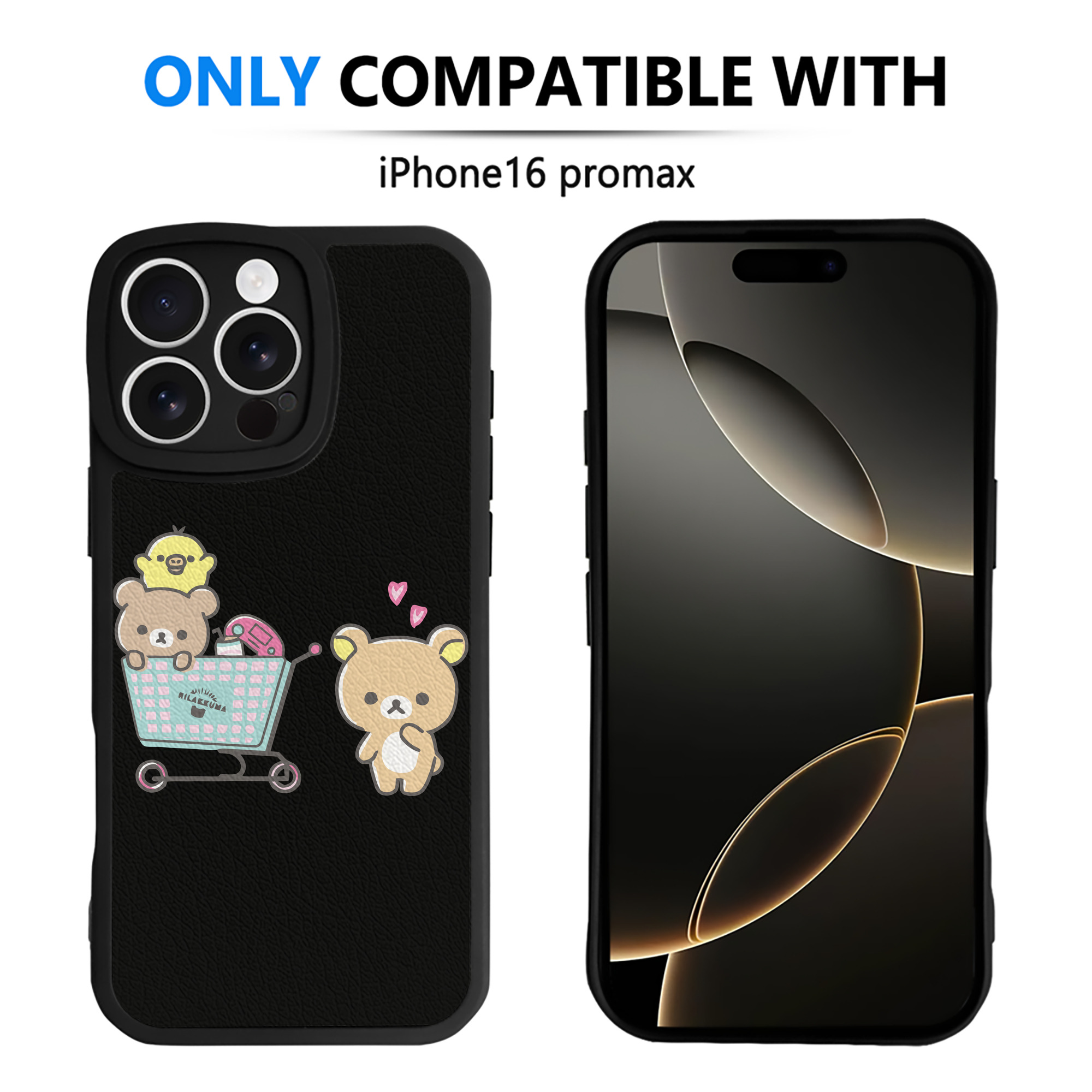 （画像用） リラックマ リラックマ キイロイトリ Rilakkuma Korilakkuma Kiiroitori 【iPhone 16シリーズ対応】シリコンスマホケース（レザー調） 材質：シリコン
